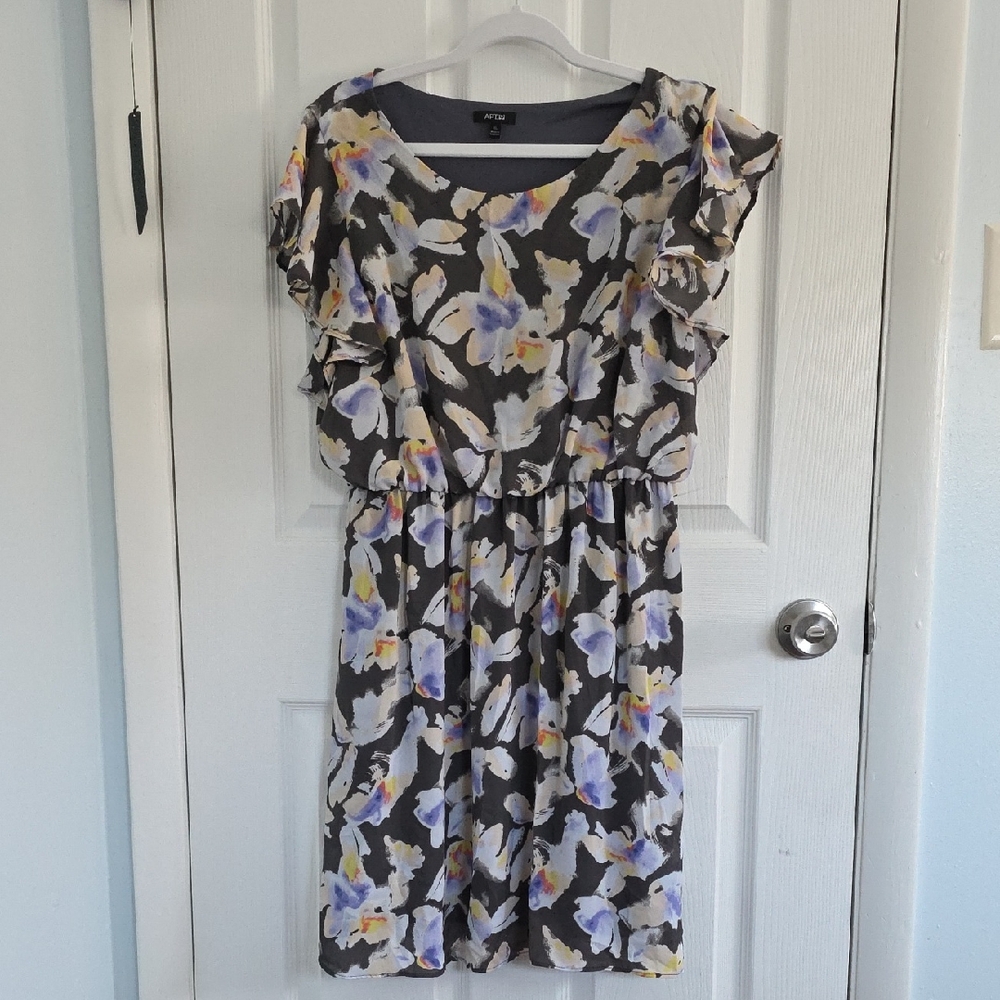 Apt. 9 Women's Ruffled Floral Mini Dress - Gray and Purple